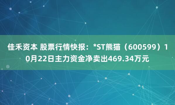 佳禾资本 股票行情快报：*ST熊猫（600599）10月22日主力资金净卖出469.34万元